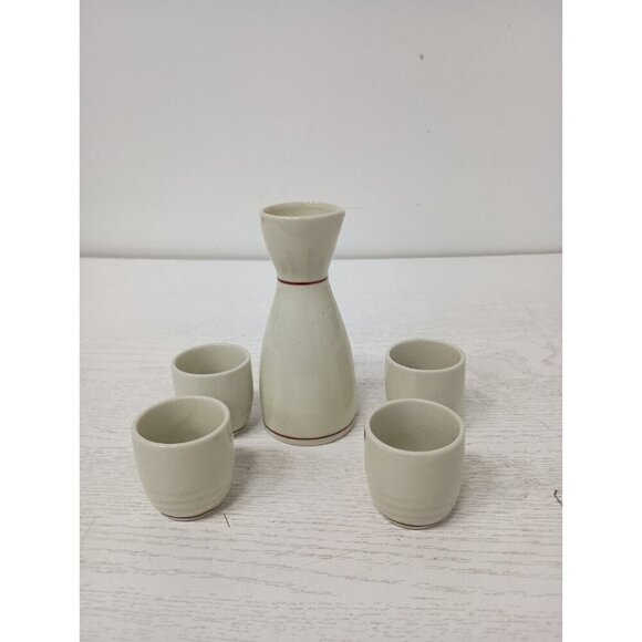 Vintage Japanese Geisha Sake Serving Set Porcelain Hand Painted 5 Pc Japan - Picture 9 of 14